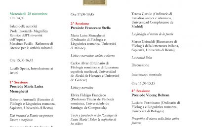 Convegno La lirica nel/del medioevo: esperienze di filologi a confronto
