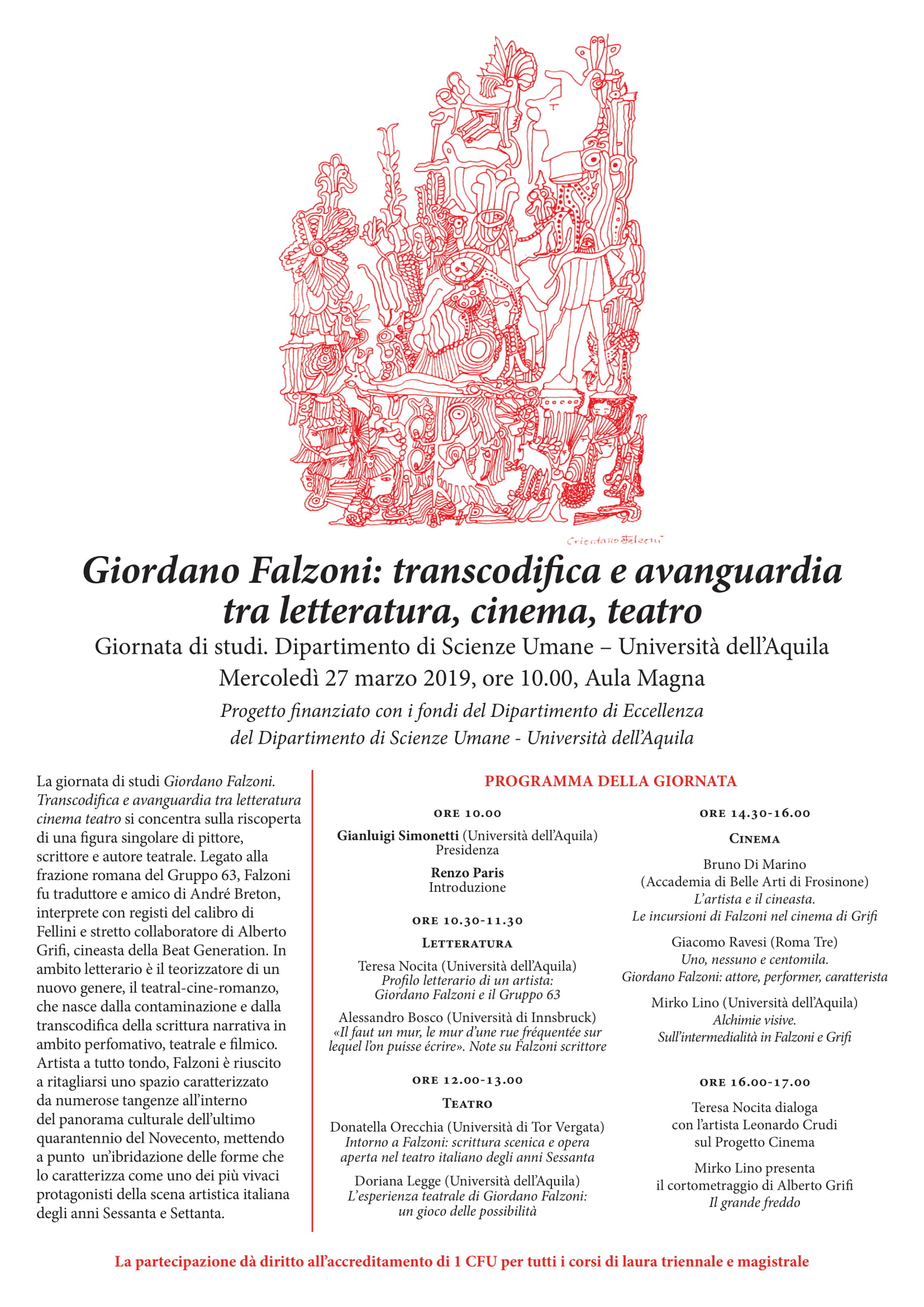 Convegno Giordano Falzoni: transcodifica e avanguardia tra letteratura, cinema, teatro.