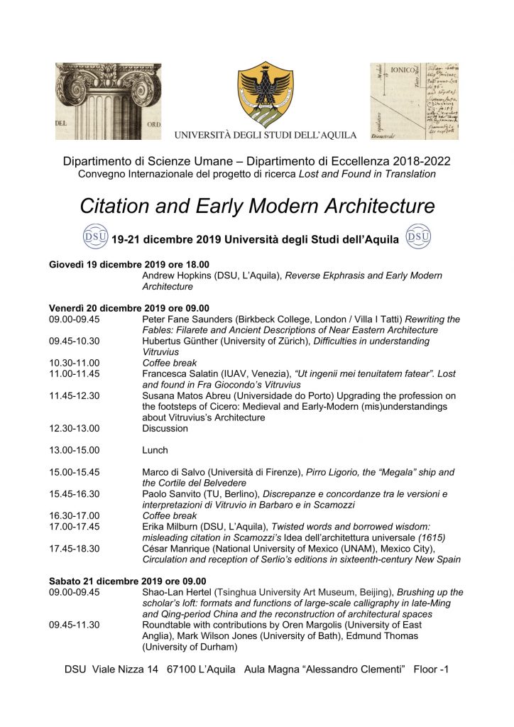 Convegno Citation and early modern architecture