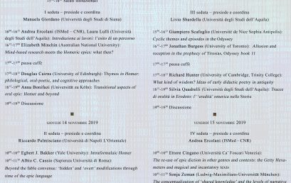Convegno internazionale I meccanismi del sistema comunicativo orale: il caso dell’epos nella Grecia arcaica
