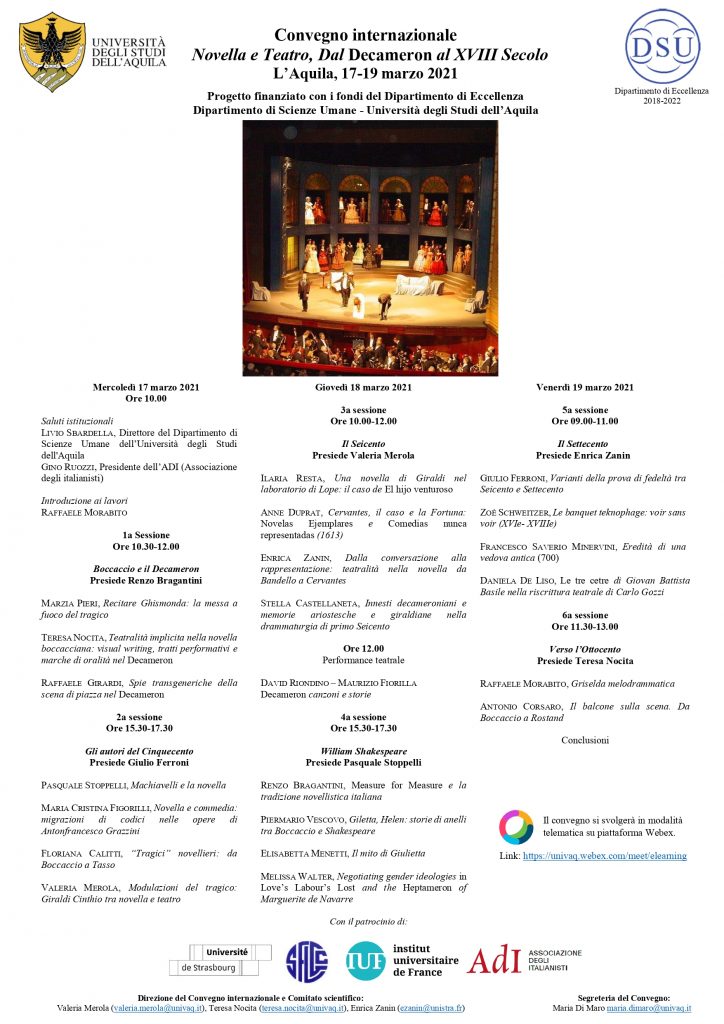 Convegno Novella e teatro: dal Decameron al XVII secolo