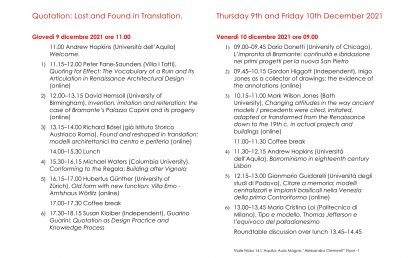 Convegno “Quotation: Lost and Found in Translation”